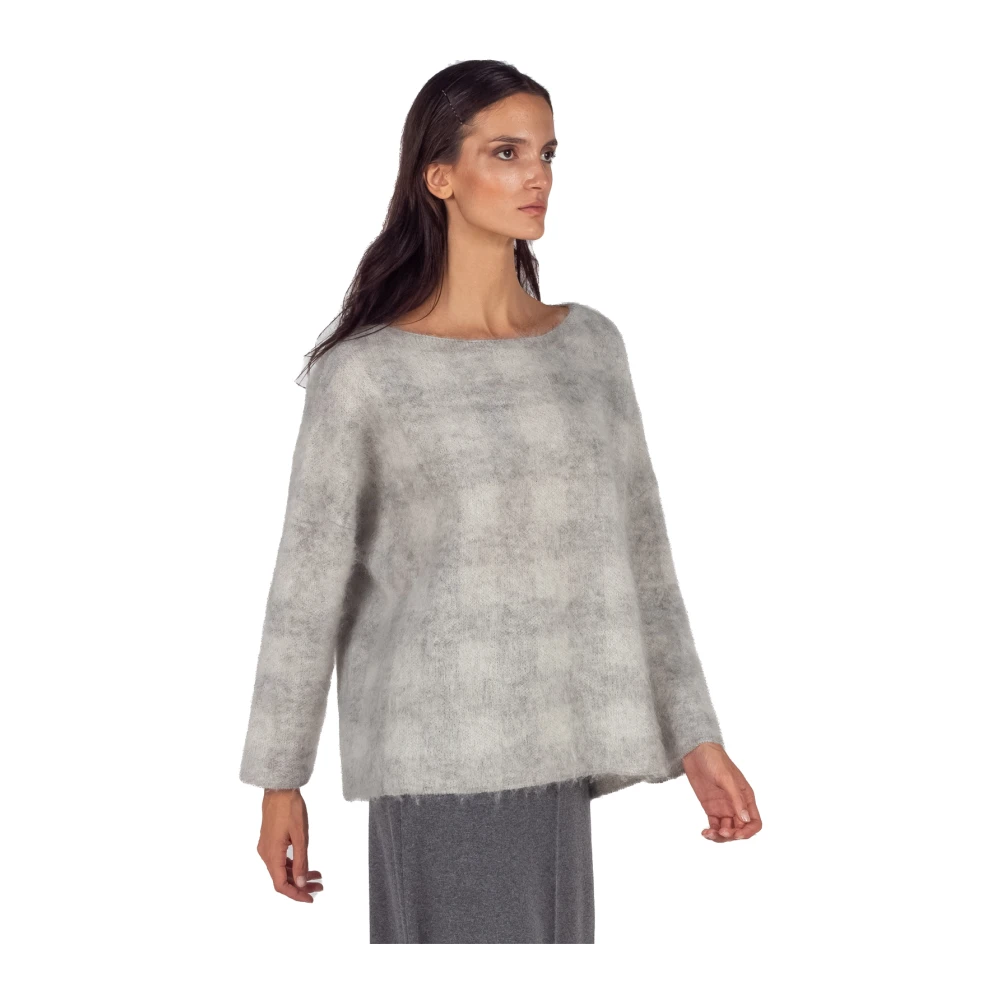 Semicouture Geruite Gebreide Trui in Grijs Gray Dames