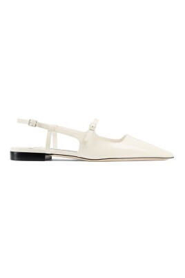 ecru-leather-buckle-flat-shoes