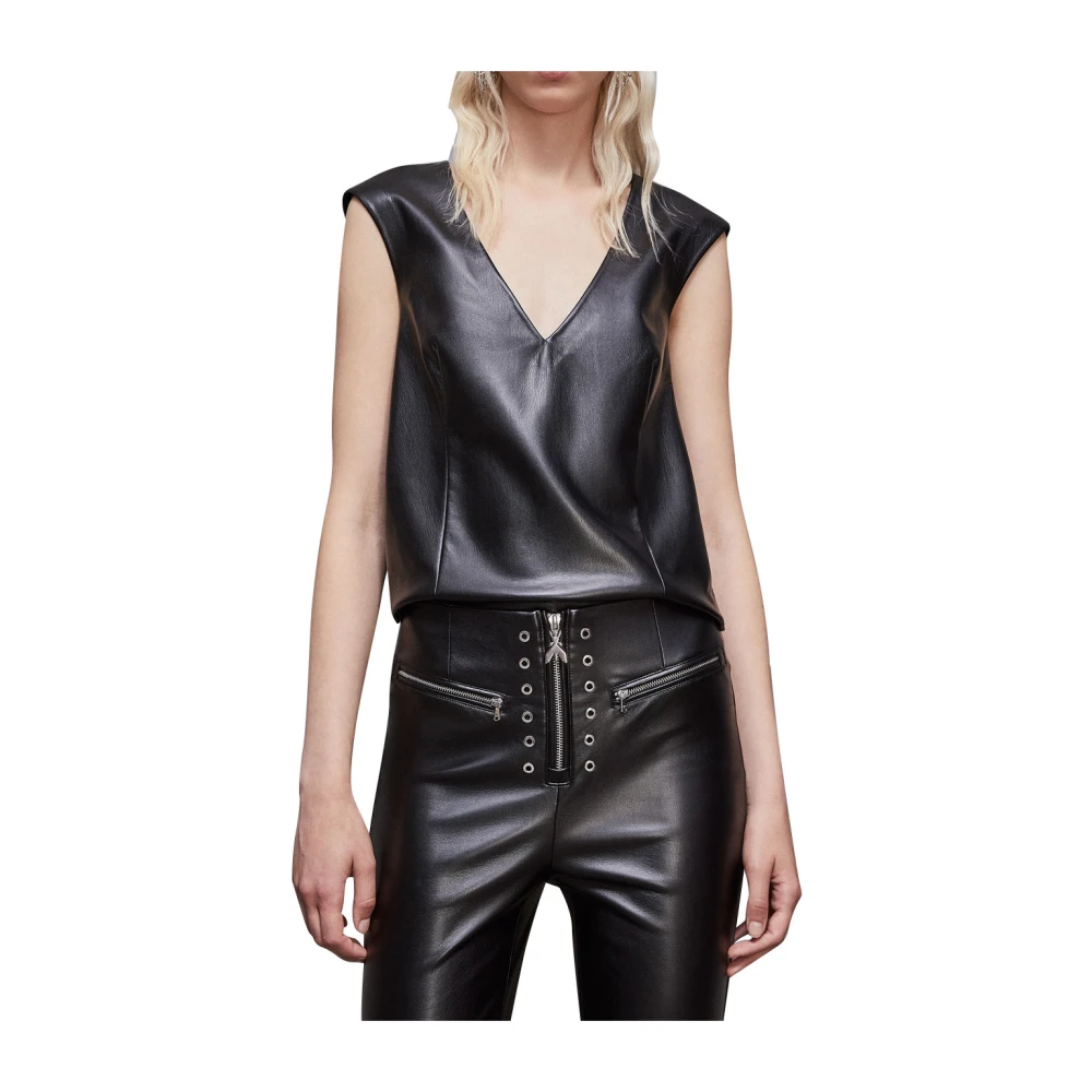 PATRIZIA PEPE Elegante Zwarte Top Glam Rock Stijl Black Dames