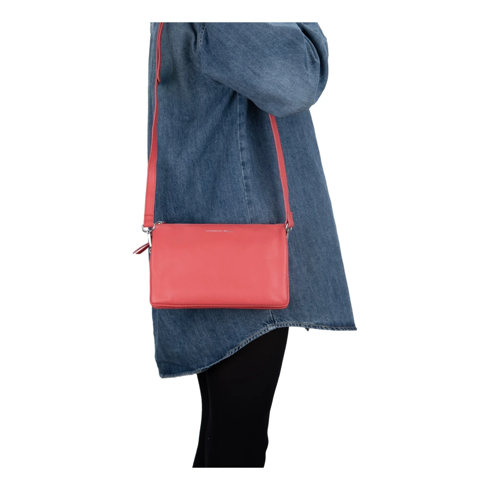 Tosca Blu Dames Schoudertas met Rits Orange Dames