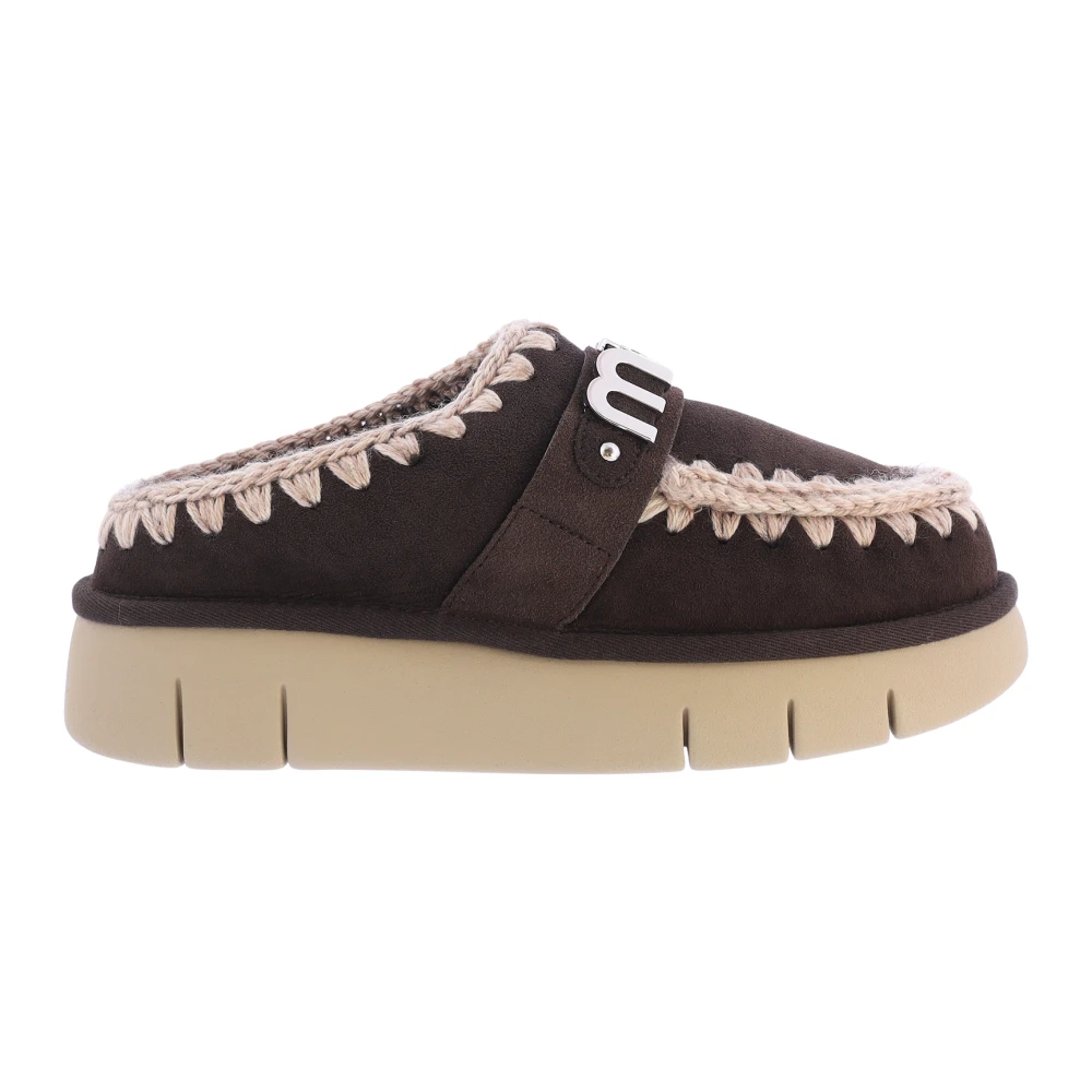 Mou Women's Brown Metal Logo Bounce Clog