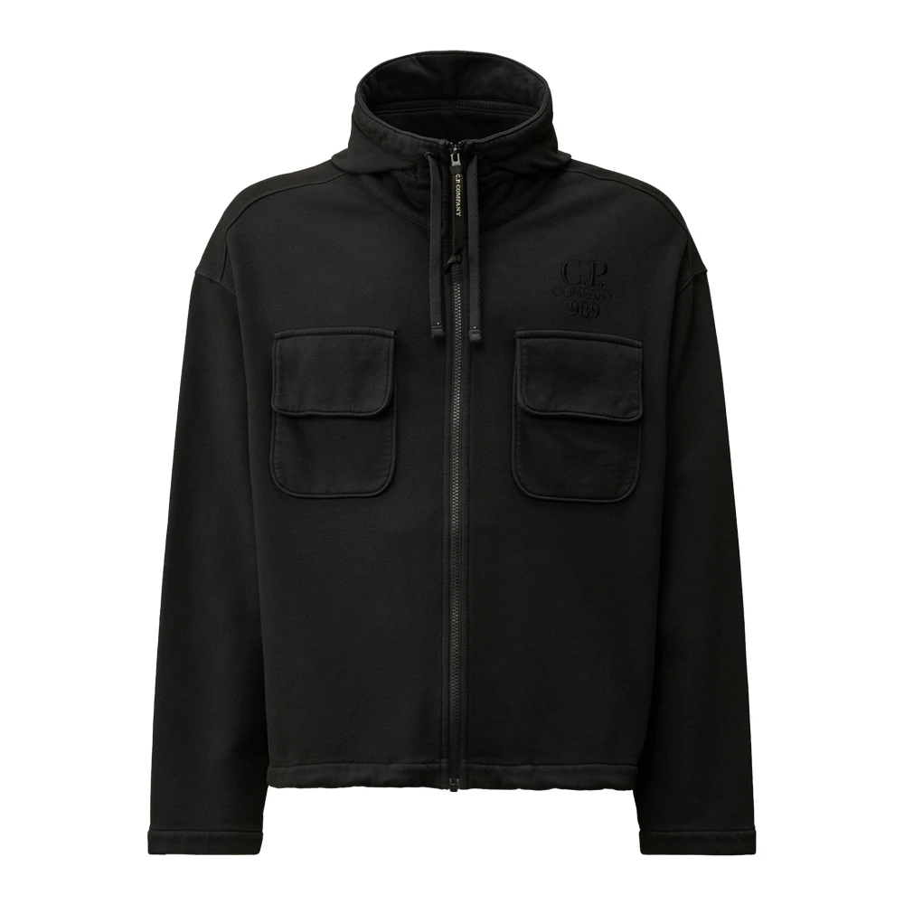 C.P. Company Geborduurde hoodie met zakken Black Heren