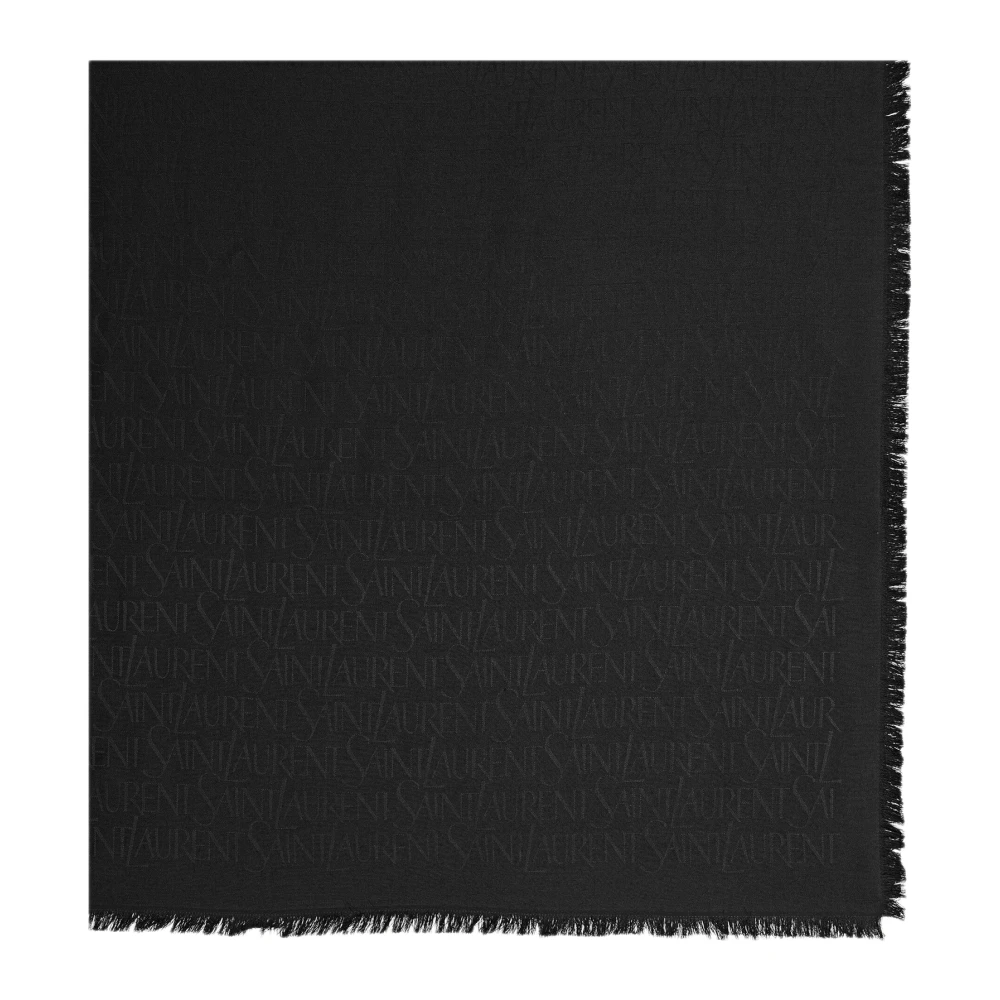 Saint Laurent Black Silk Scarves, Female, One Size, Large Square Scarf