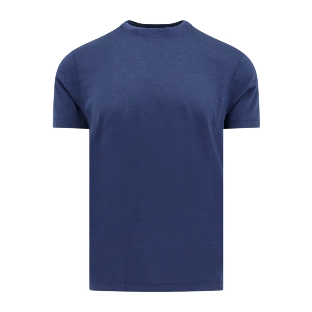 Tom Ford Blauw T-shirt Crew-neck Geborduurd logo Blue Heren