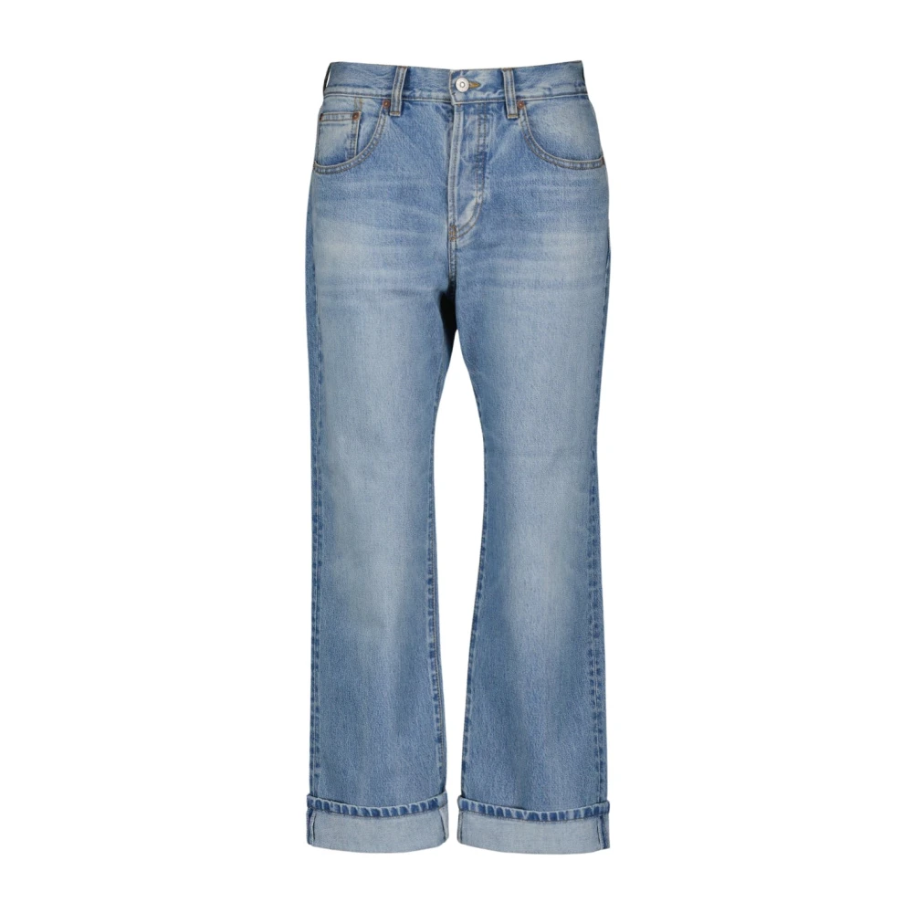Victoria Beckham Denim Straight Cut Jeans Blauw Gewassen Blue Dames