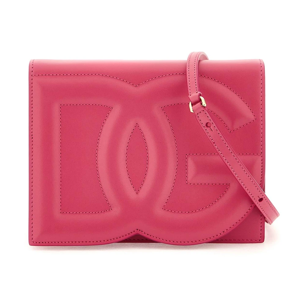 Dolce & Gabbana Leren Crossbody Tas met DG Maxi Logo Pink Dames