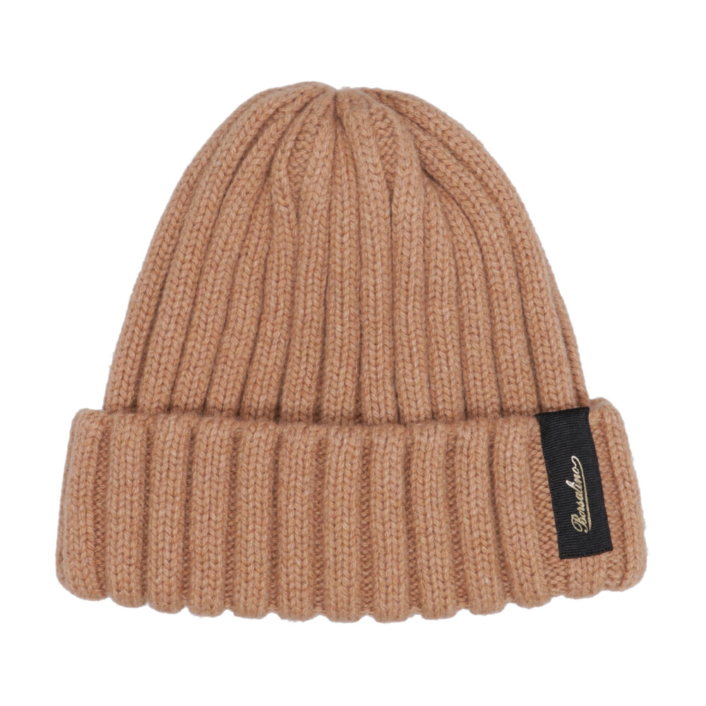 R fflad Beige Cashmere Hatt med Logoplakett Borsalino Dam