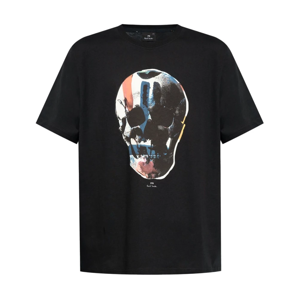 Ps By Paul Smith Men's Black T-Shirts, 2XL, Graphic Print Crew Neck T-Shirt
