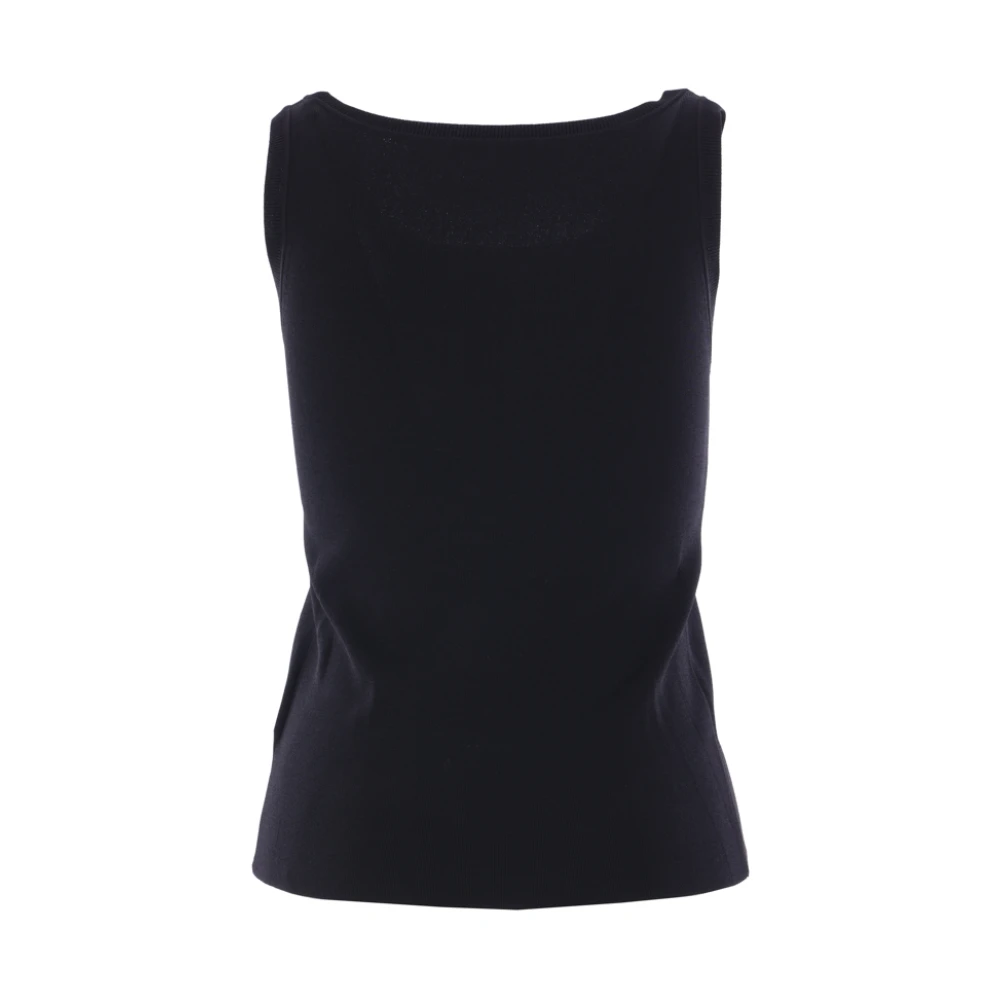 Max Mara Zwarte Geribbelde Tanktop Logo Black Dames