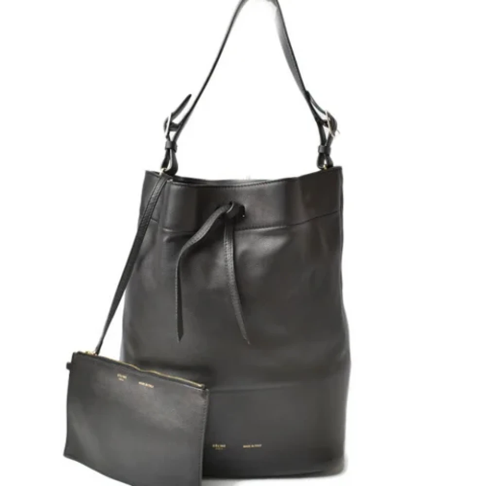 Celine Vintage Förägande Svart Läder Celine Väska Black, Dam