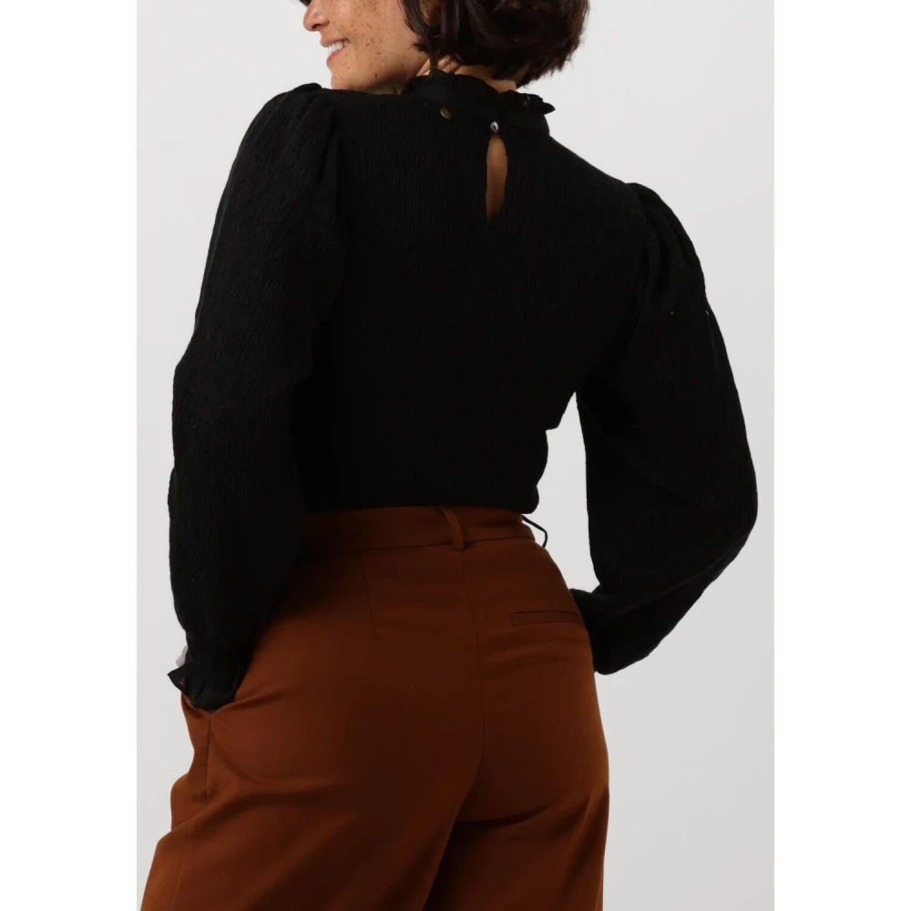 Antik batik Smock Blouse Angelie Elegant Stijl Black Dames