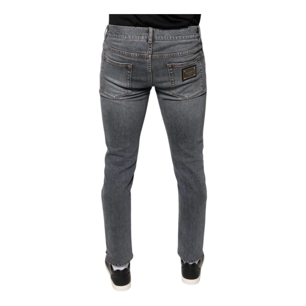 Dolce & Gabbana Skinny Denim Jeans met Logodetails Gray Heren