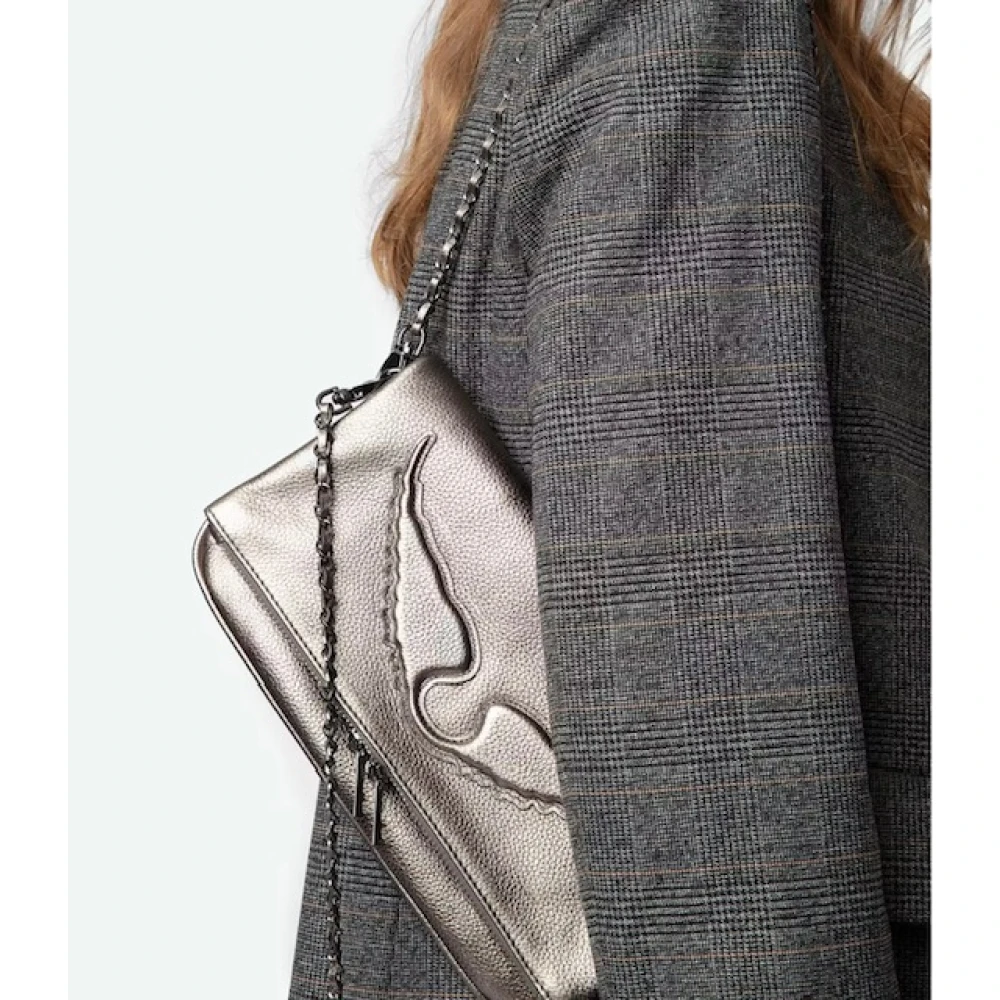 Zadig & Voltaire Rock Handtas met reliëfvleugels Gray Dames