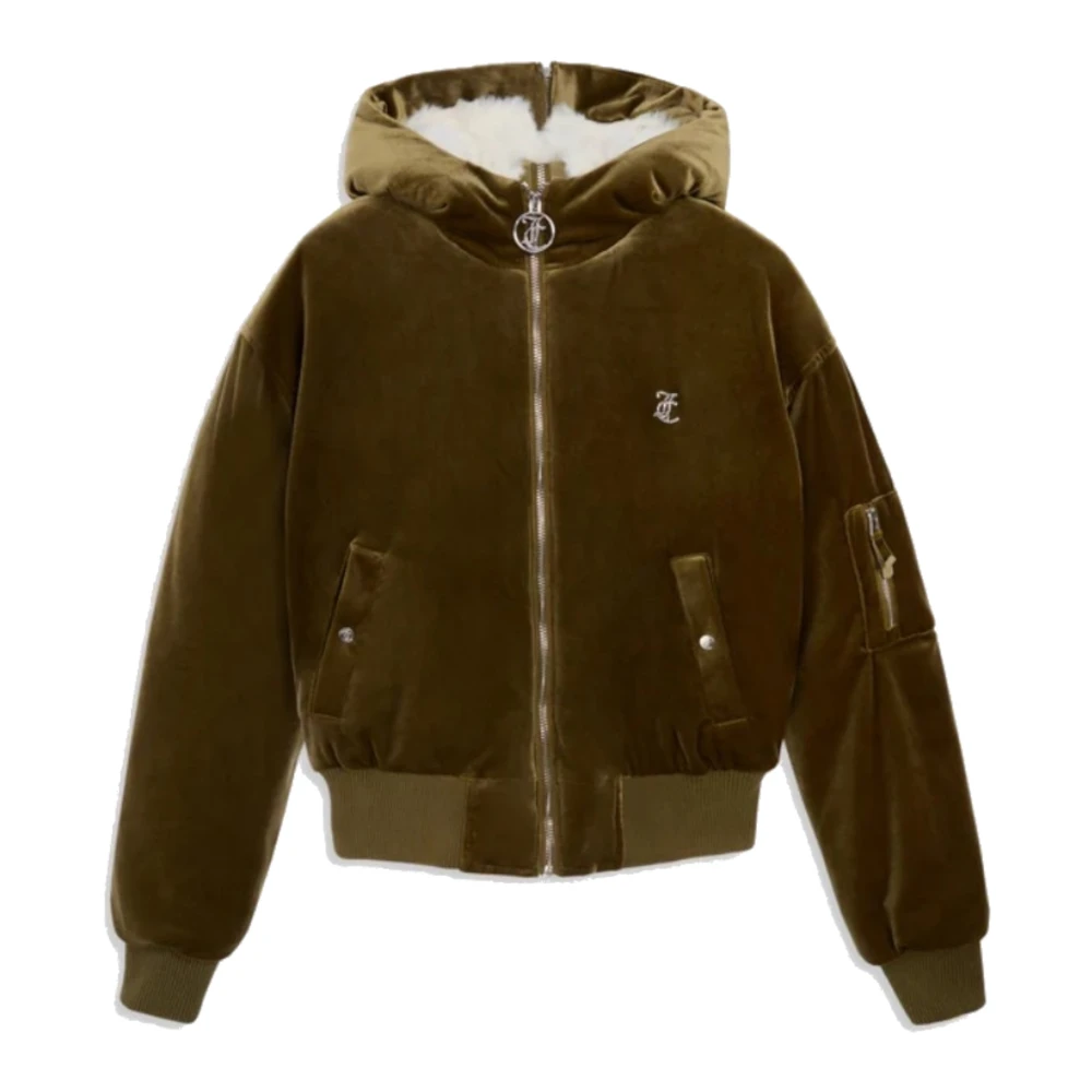 Juicy Couture Groene Fluwelen Hoodie met Strass Logo Green Dames