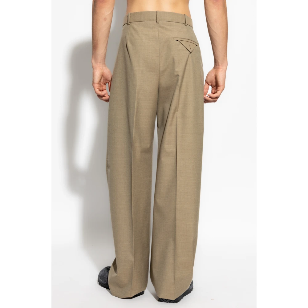 Bottega Veneta Wollen broek met vouw Brown Heren