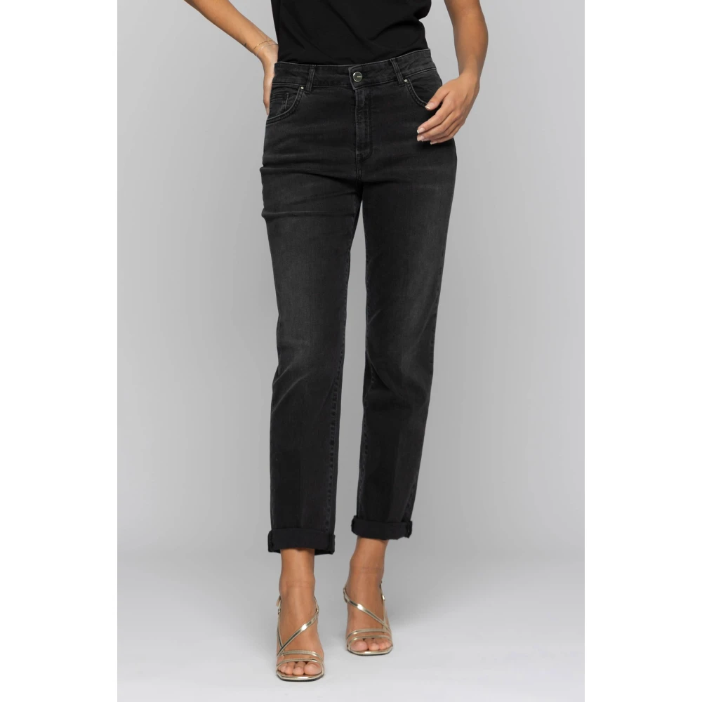 Kocca Straight-leg jeans met omslag voor dames Black Dames