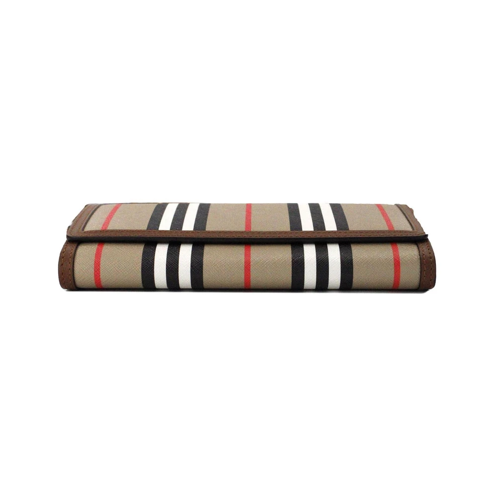 Burberry Streep Leren Crossbody Tas met Meerdere Compartimenten Brown Dames
