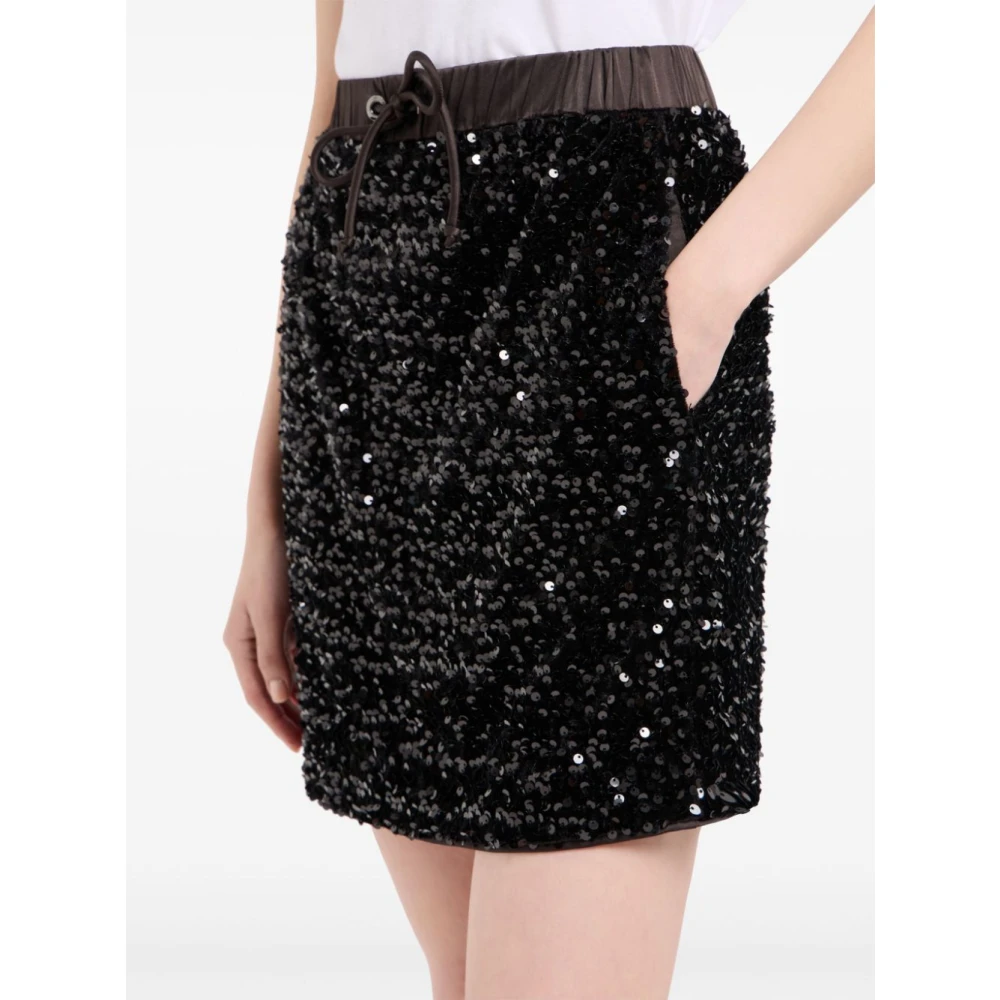Emporio Armani Zwarte Pailletten Potloodrok Black Dames