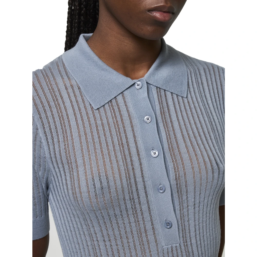 Chloé Wollen Gebreid Poloshirt Lichtblauw Blue Dames