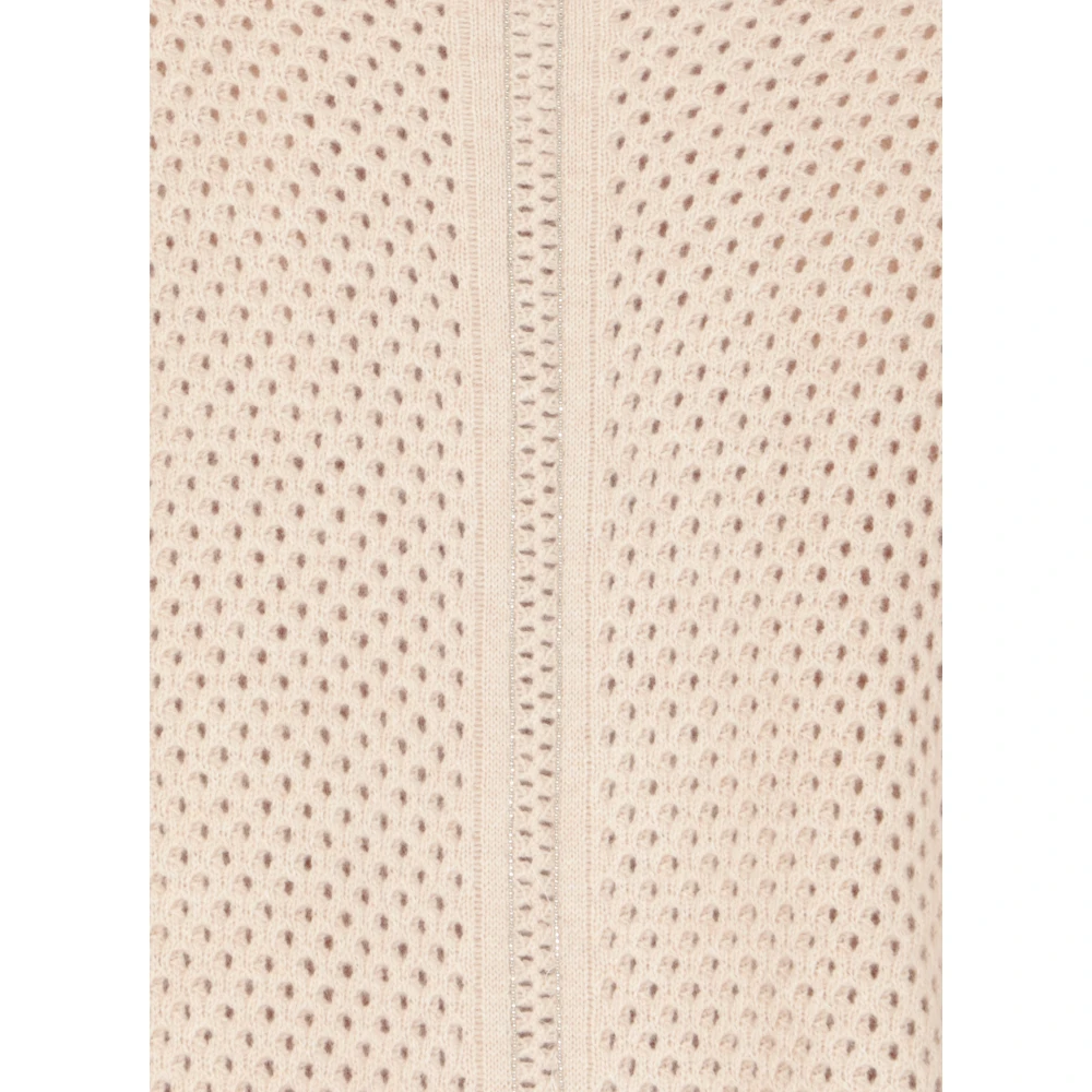 Fabiana Filippi Beige Wol Zijde Crewneck Sweater Beige Dames