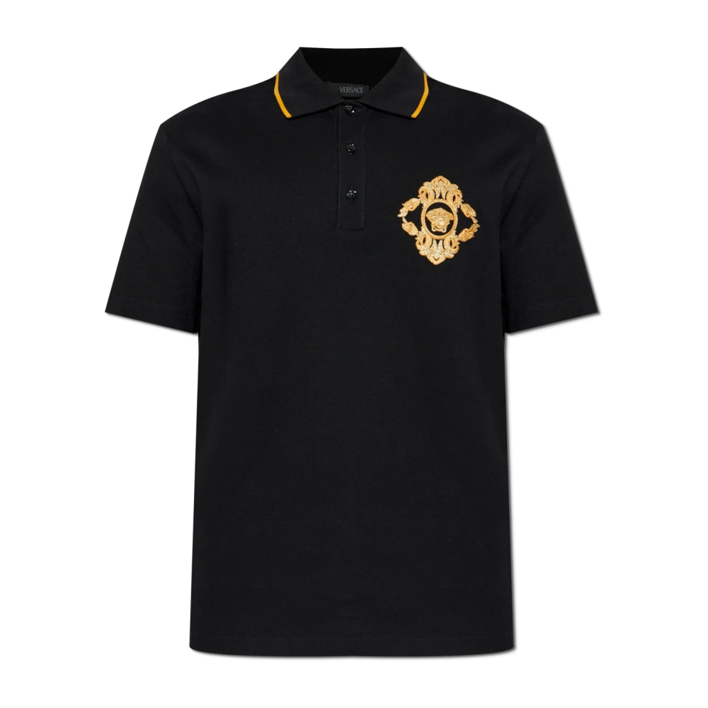 Versace Men's Black Polo Shirts, M, Polo With The Head Of Medusa