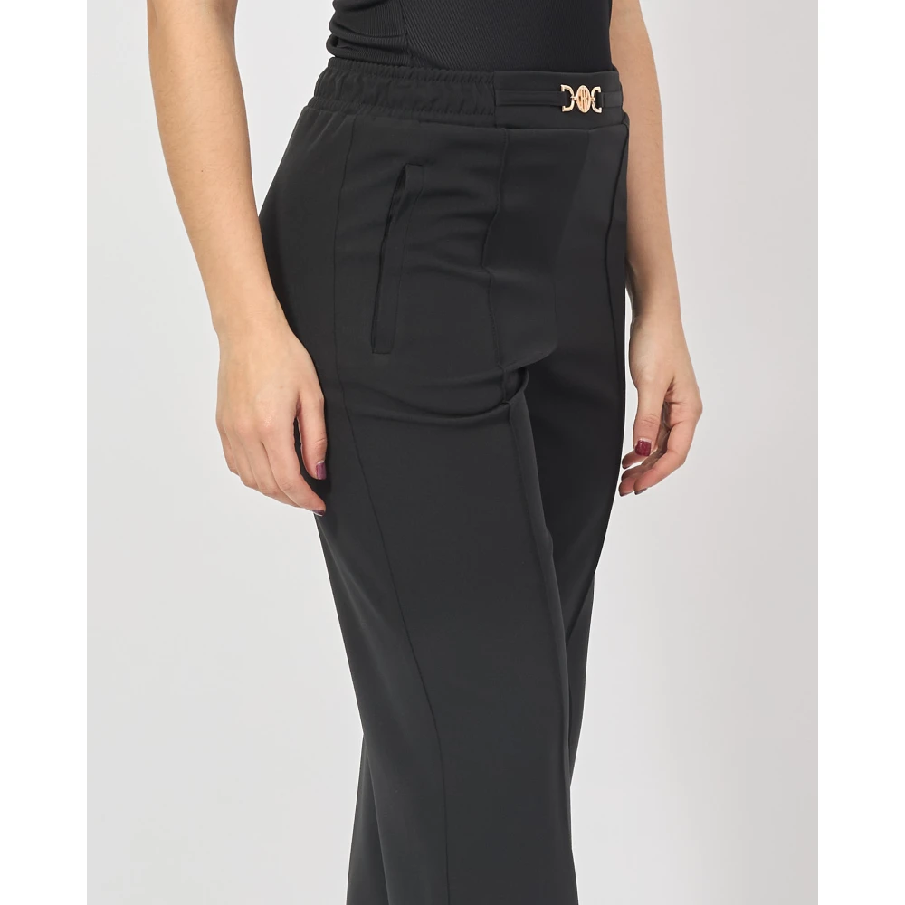 Fracomina Zwarte Bootcut Broek met Gouden Applicaties Black Dames