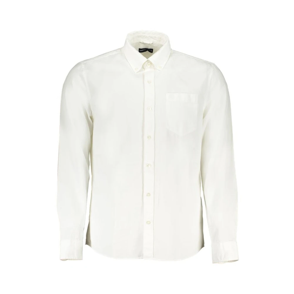 North Sails Men's White Casual Shirts,, Cotton Shirt Long Sleeve Small