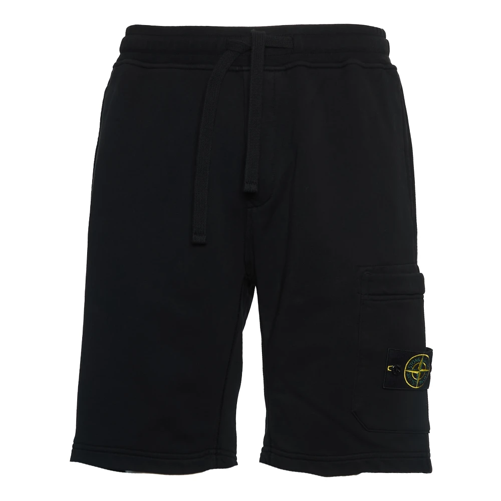 Stone Island Svarta Fleece Shorts Black, Herr