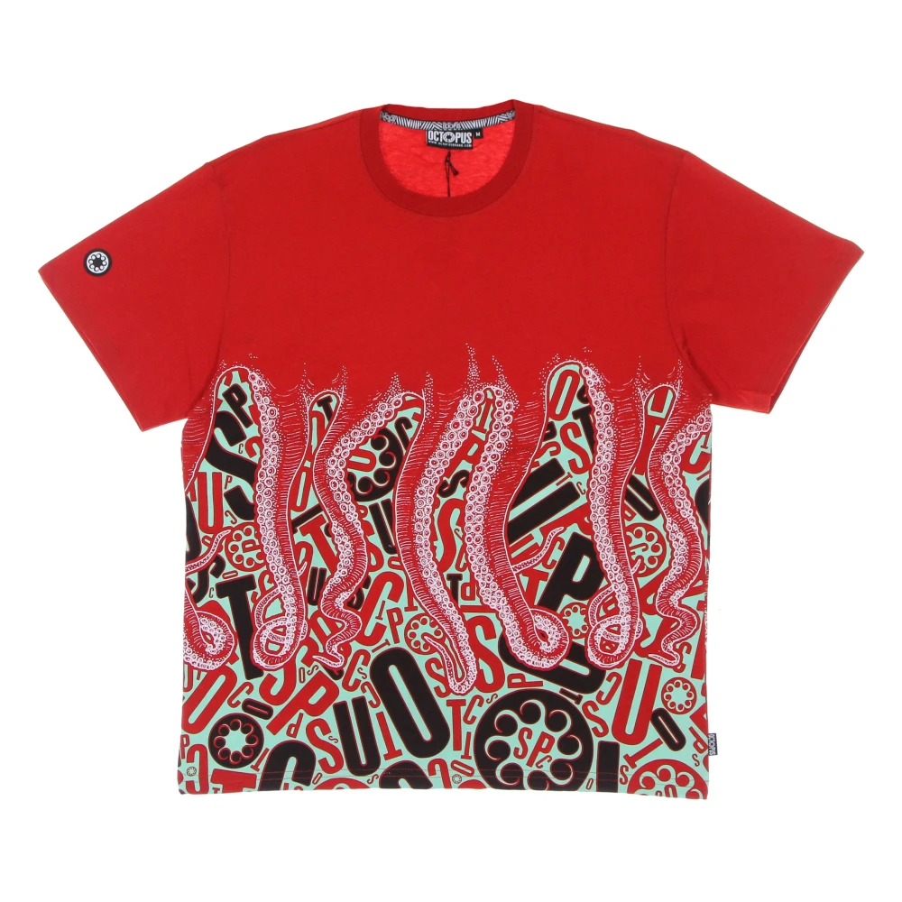 Octopus Rode Mannen Tee met Print Red Heren