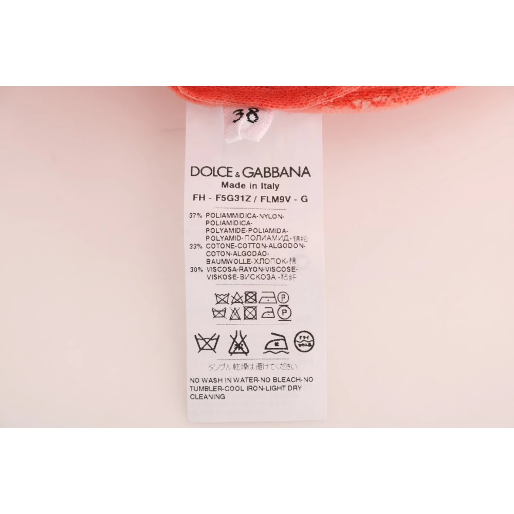 Dolce & Gabbana Oranje Bloemen Kant Kristal Vest Blouse Orange Dames
