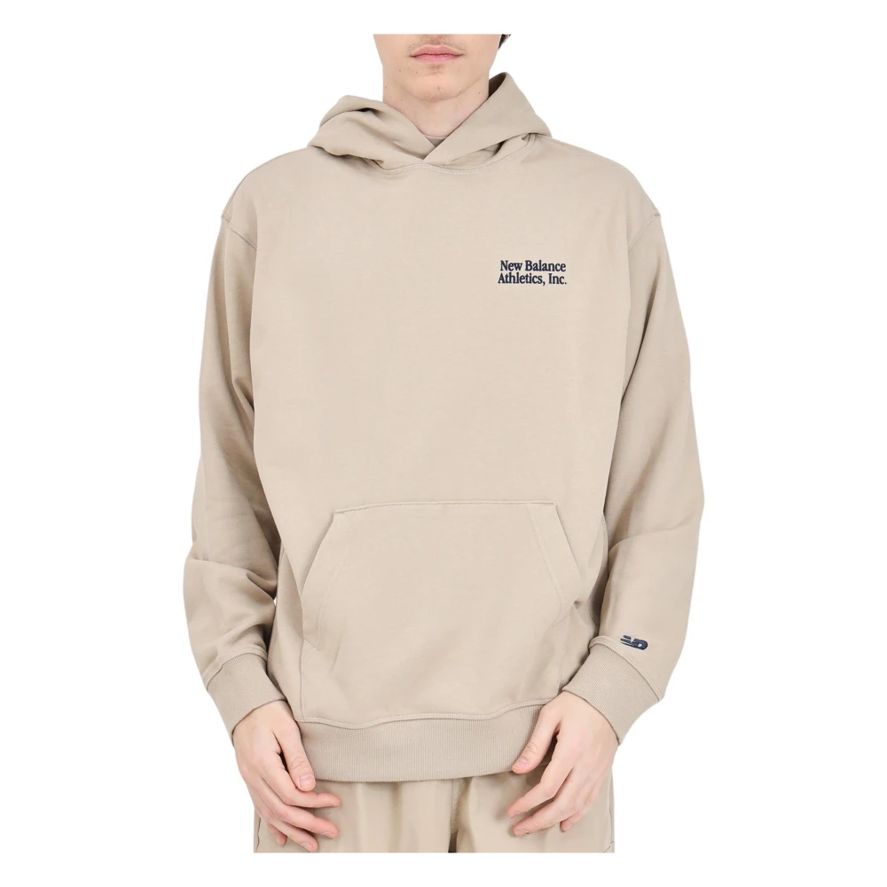 New Balance Katoenen sweatshirt met geborstelde binnenkant Beige Heren