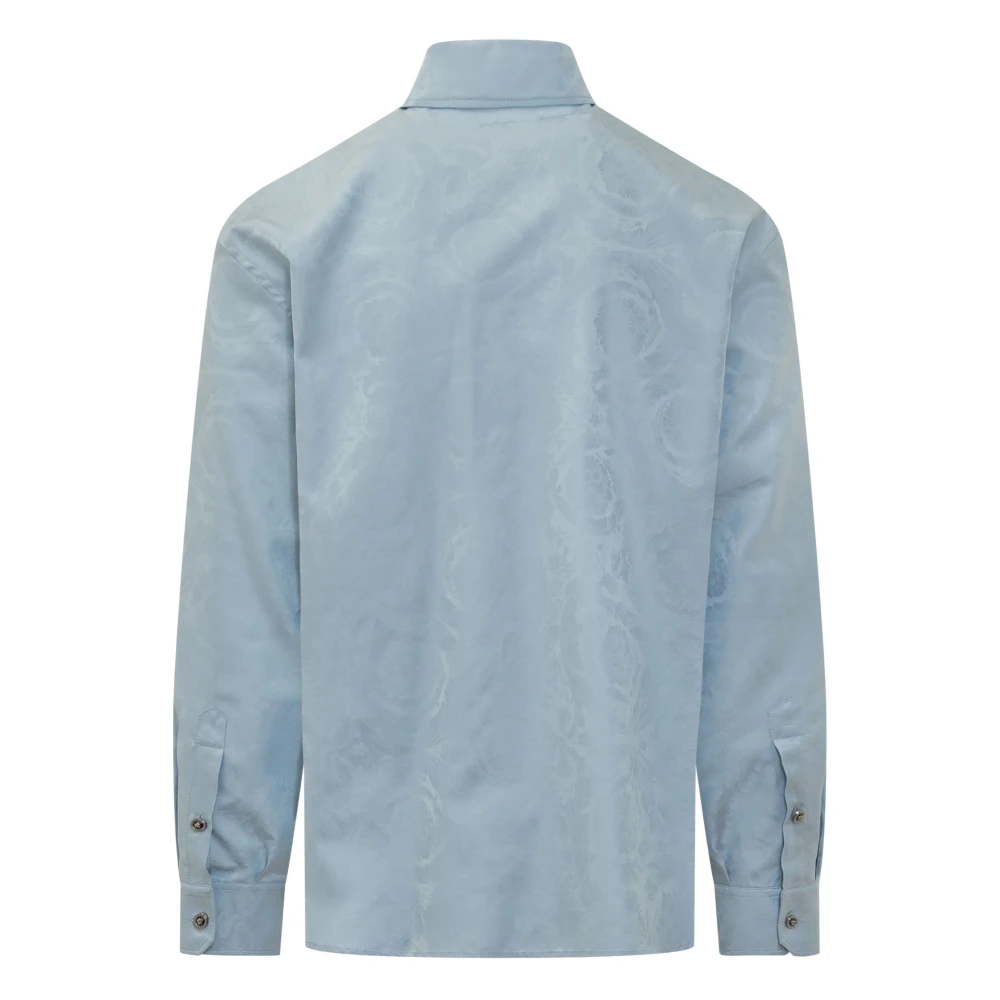 Versace Barocco Patroon Blauw Overhemd Blue Heren