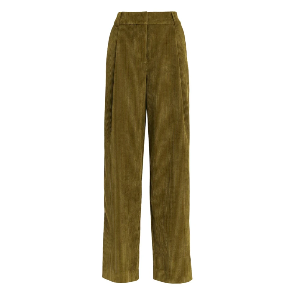 Essentiel Antwerp Fluwelen Corduroy Tapered Broek Groen Green Dames