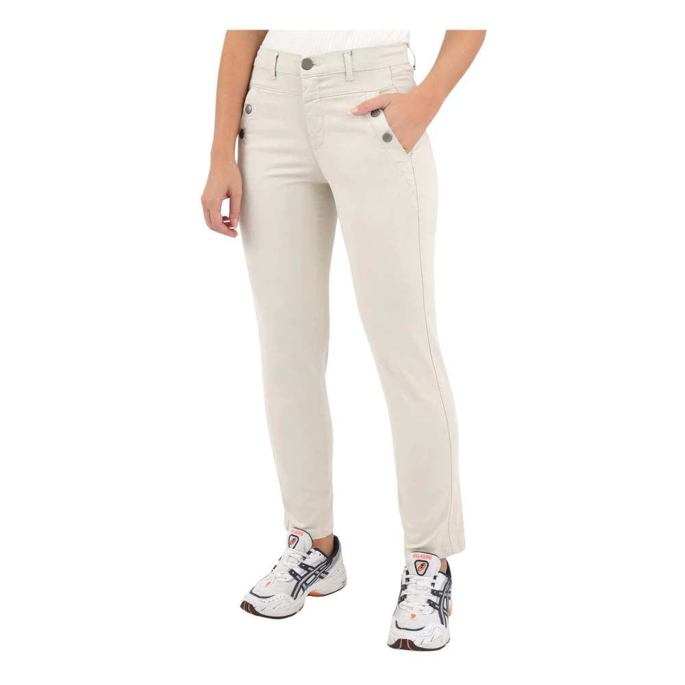 2-Biz Women's Beige High-Waisted Stretchy Trousers In Sand - Slim-Fit Trousers - L - Trousers