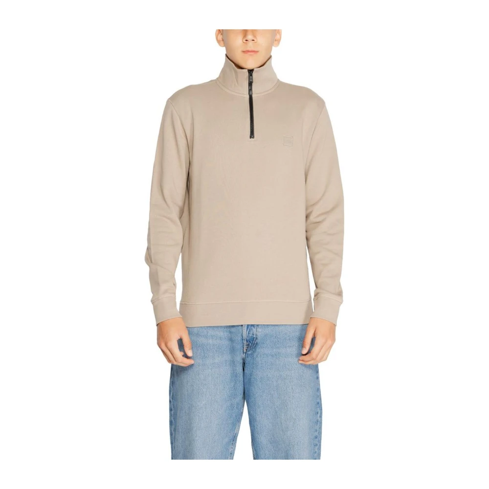 Hugo Boss Katoenen Trui Herfst Winter Collectie Brown Heren