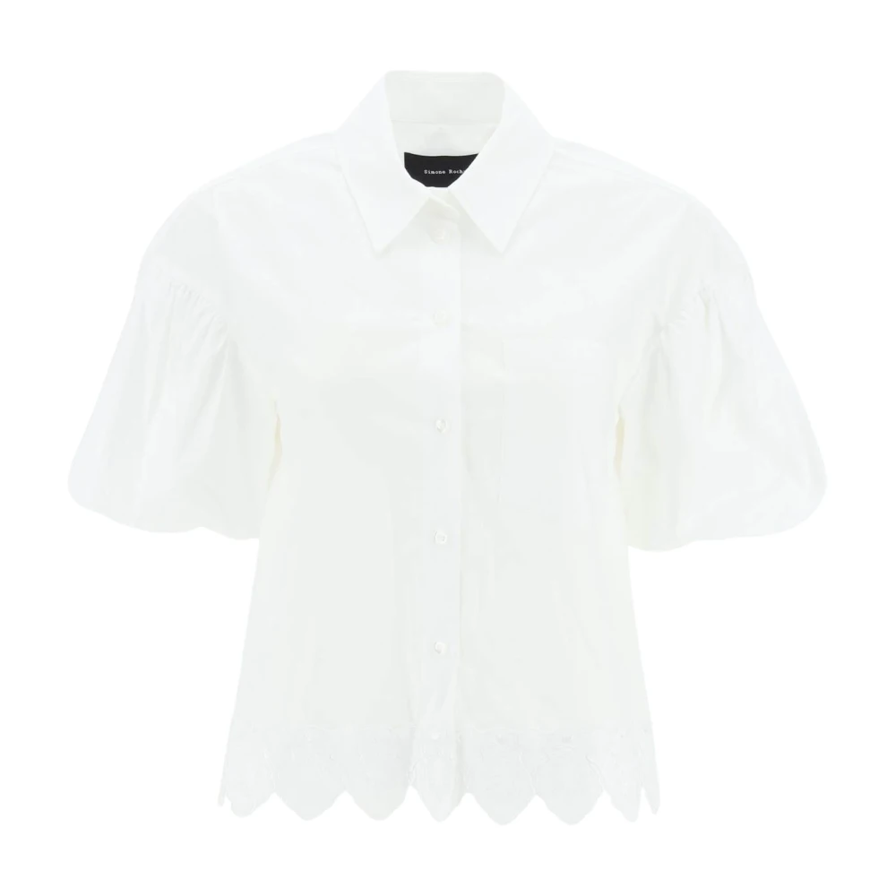Simone Rocha Geborduurd cropped shirt met pofmouwen White Dames