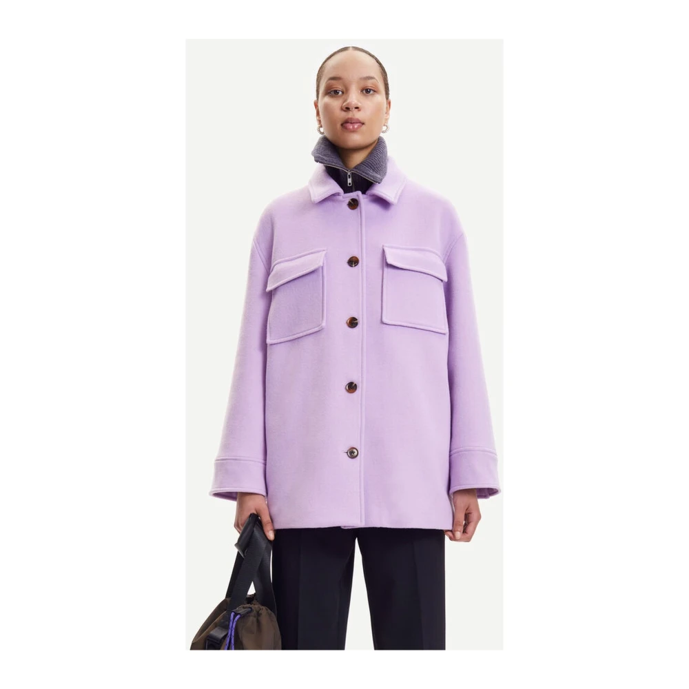 Samsøe Lila Wollen Overshirt Purple Dames