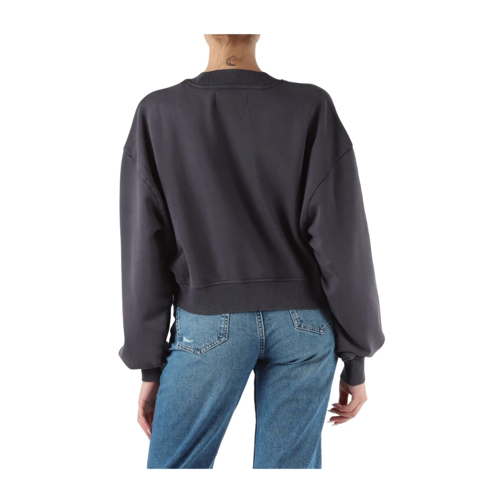 Calvin Klein Jeans Katoenen V-hals sweatshirt met logopatch Gray Dames