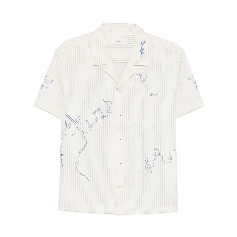 Dunst , Short Sleeve Shirts, Male, White, M, Hand-Drawing Open Collar Shirt