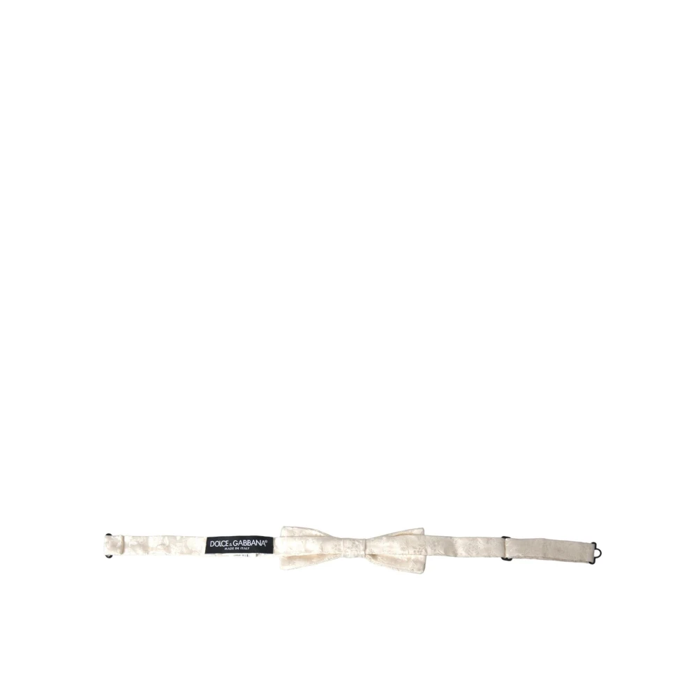 Dolce & Gabbana Bloemen Zijden Strik White Heren