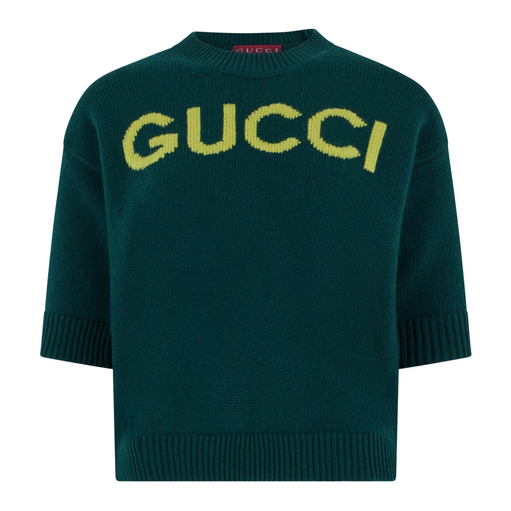 Gucci Green Soft Wool Top With Intarsia - Female - Round-Neck Knitwear - S - Knitwear