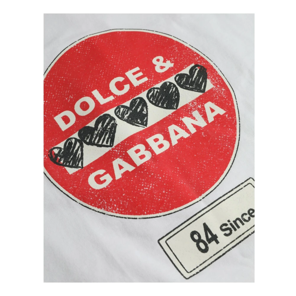 Dolce & Gabbana Witte Heart Amor Katoenen Crewneck T-shirt White Heren