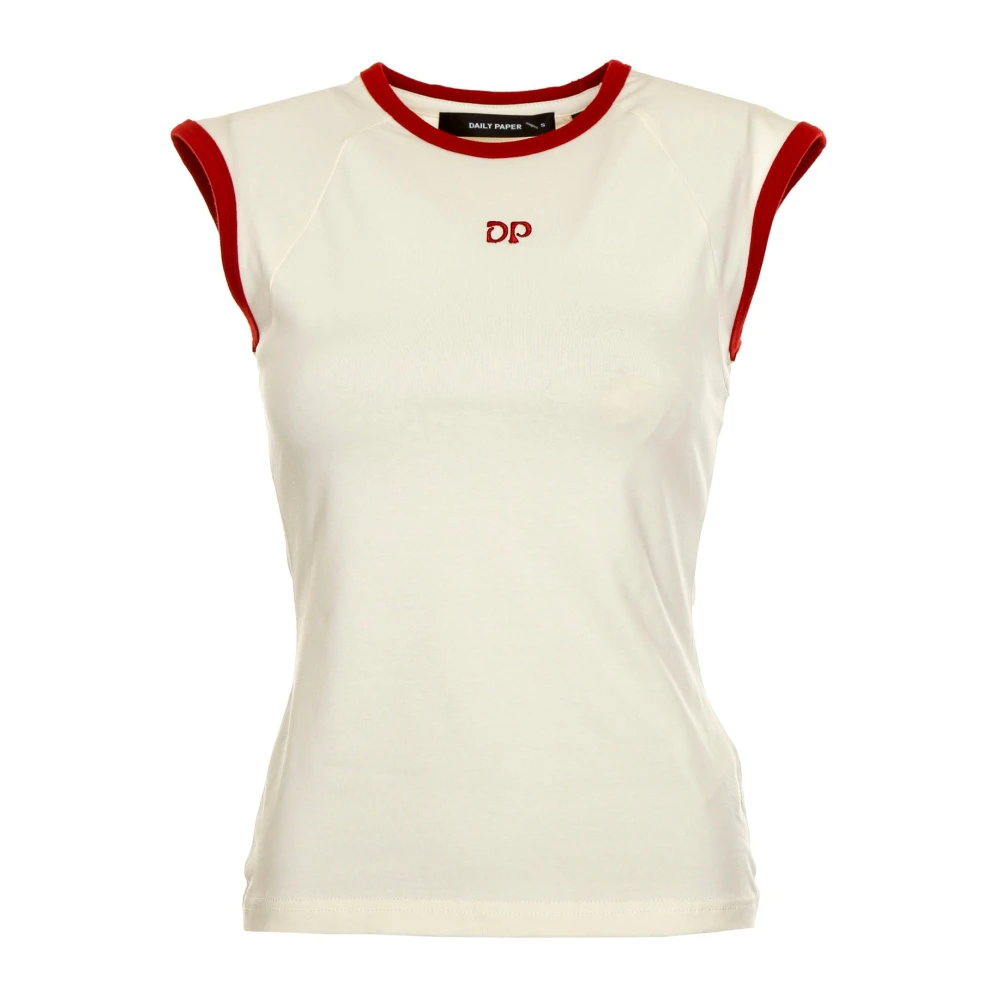 Daily Paper Contrast Fitted T-shirt met logo borduursel Beige Heren