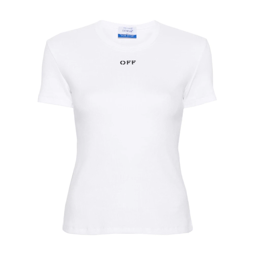 Off White Ikonisk Vit Bomull T-shirt Slim Fit White, Dam