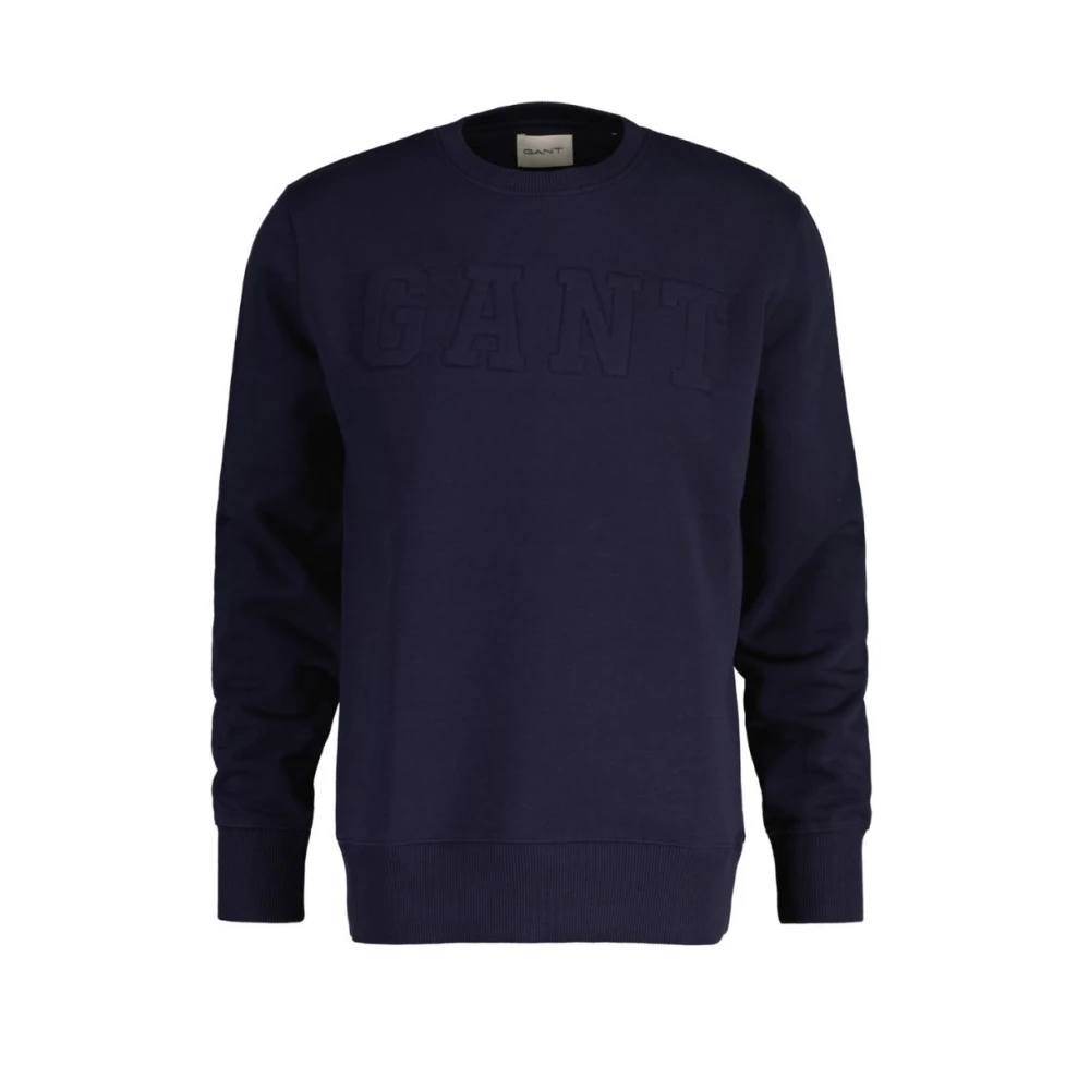 Gant Ronde Hals Reliëf Sweater Blue Heren
