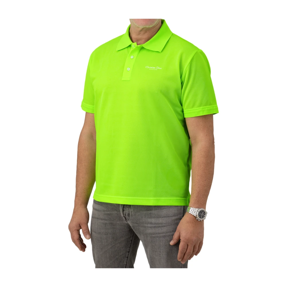 Dior Fluorescerend Katoenen Poloshirt Green Heren