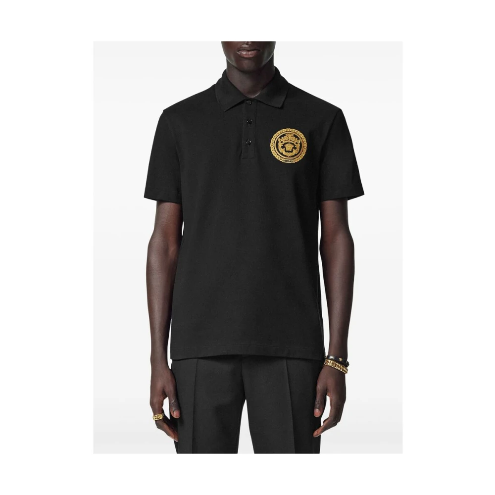 Versace Zwarte Polokraag Trui Black Heren