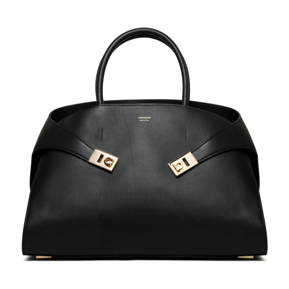 Salvatore Ferragamo Damski Czarny Torebki, Kobieta, One Size, Czarna Torba Hug Z Klamrami Gancini