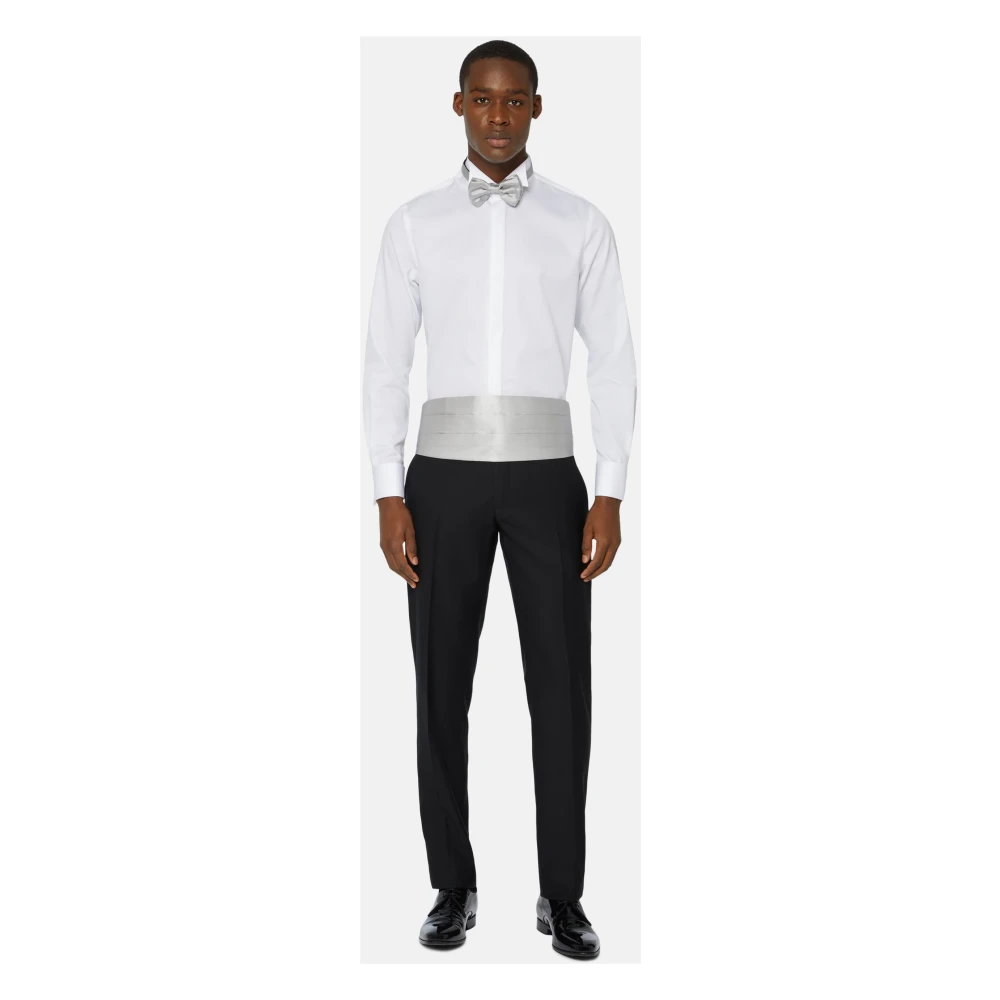 Boggi Milano Slim fit overhemd van katoensatijn White Heren