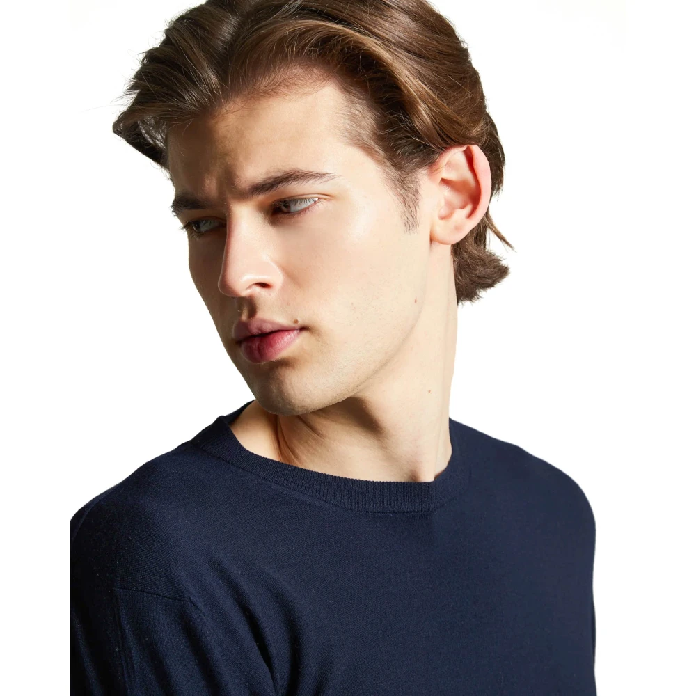 Colombo Blauwe Kid Wol Trui Blue Heren